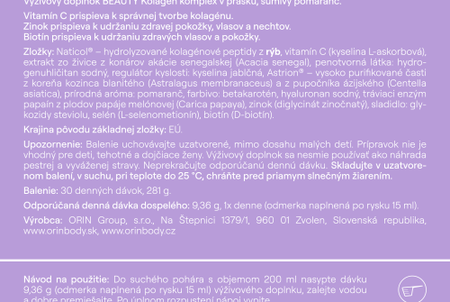 ORIN BEAUTY Kolagén pre vlasy, nechty a pleť - šumivý pomaranč